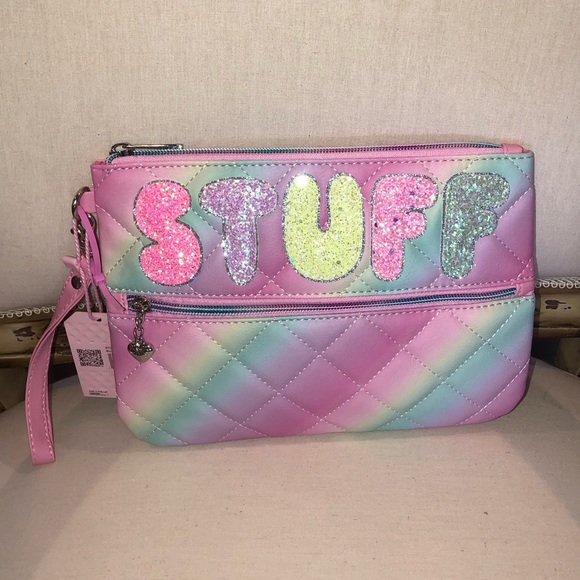 ✨NWT✨ Miss Gwen’s OMG Accessories Rainbow Pink Cosmetic STUFF Clutch Wristlet - Picture 1 of 7